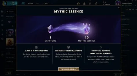 How to get 100 mythic essence league