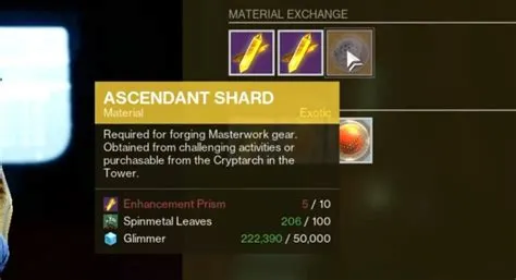 Does ada 1 sell ascendant shards