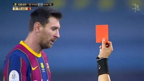 How many red card does messi have