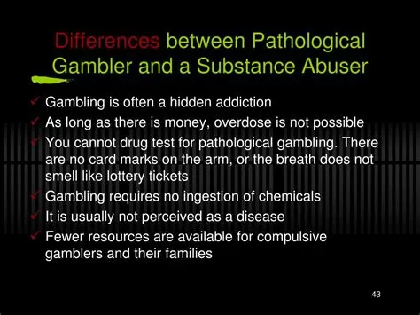 What is the difference between a pathological gambler and a problem gambler