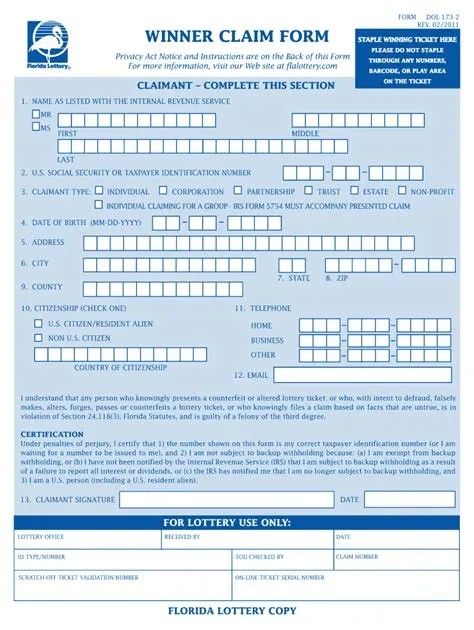 How do i claim a large lottery winning in florida