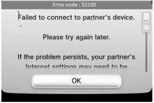 What does internet error code 52230 mean on nintendo wii