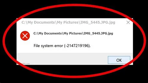 What is file system error (- 21472191196