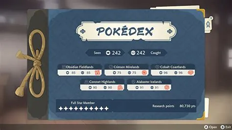 What do you need to complete the pokédex in legends arceus