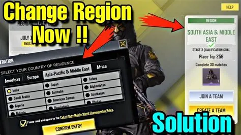 Can you change region in cod mobile