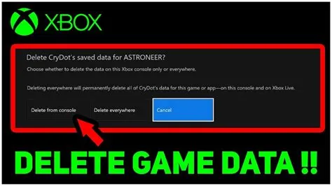 How do you delete game data on xbox