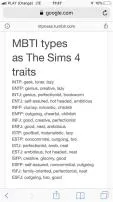 What are the sims 4 traits as mbti?