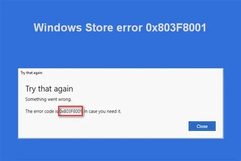 What is error code 0x803f8001 windows 10