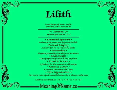 What does the name lilith mean