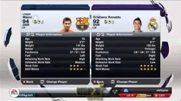 What rating was messi in fifa 13?