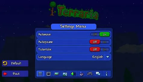 How do you get to settings in terraria